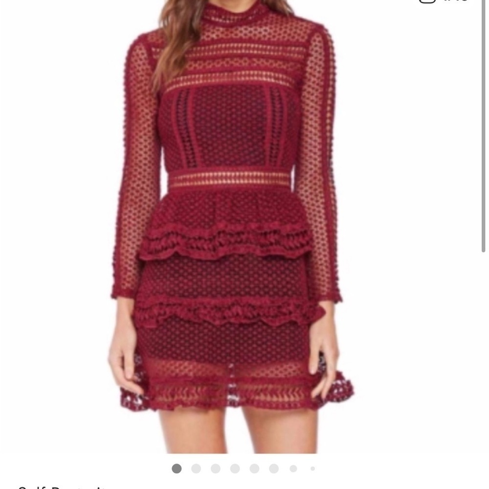 Self Portrait Pretty Burgundy Lace Dress